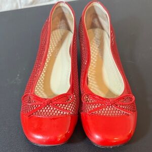Taryn Rose Vibrant Red Mesh Flats